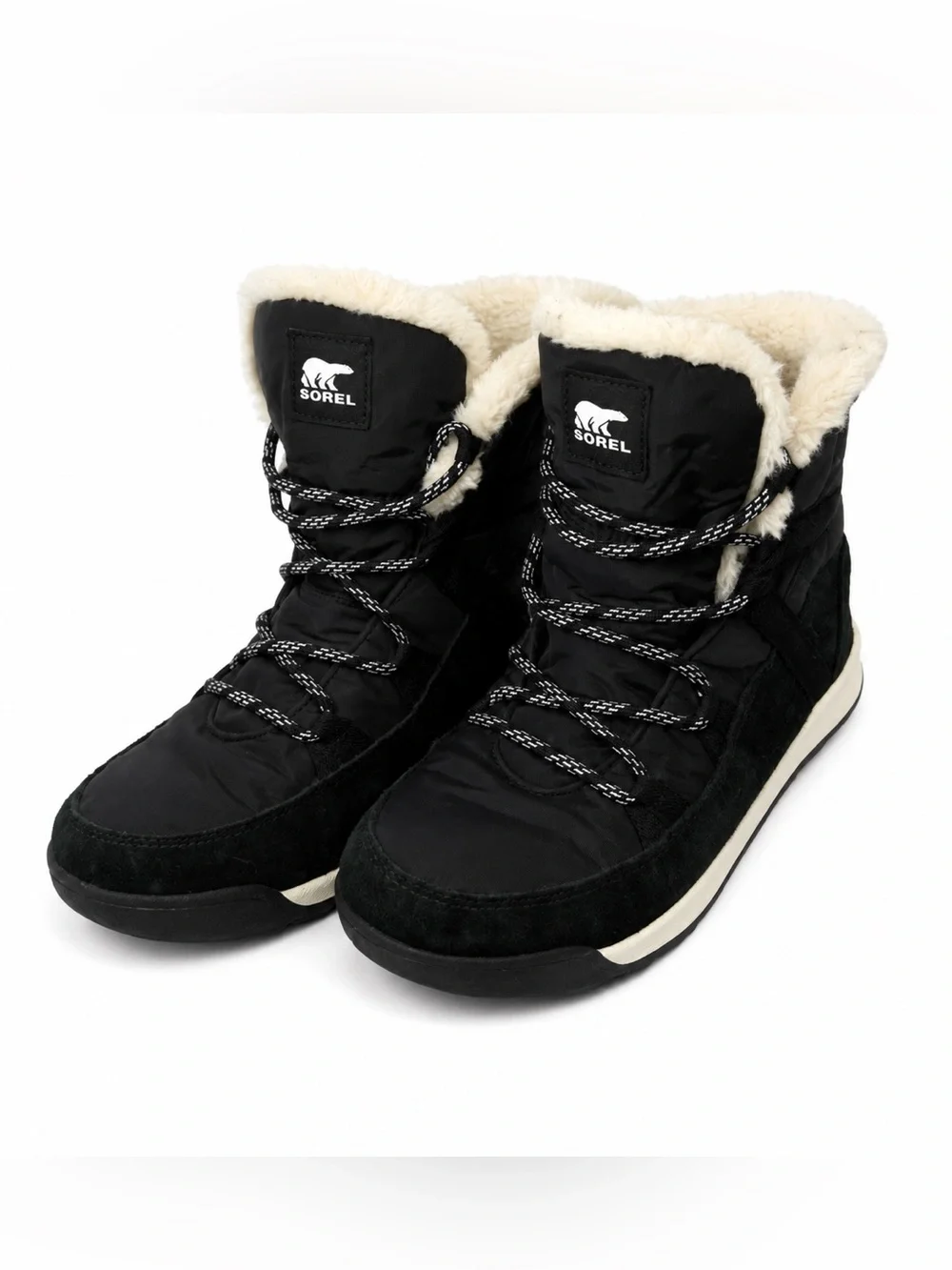 Sorel Black Faux-Fur Trim Waterproof Winter Boots